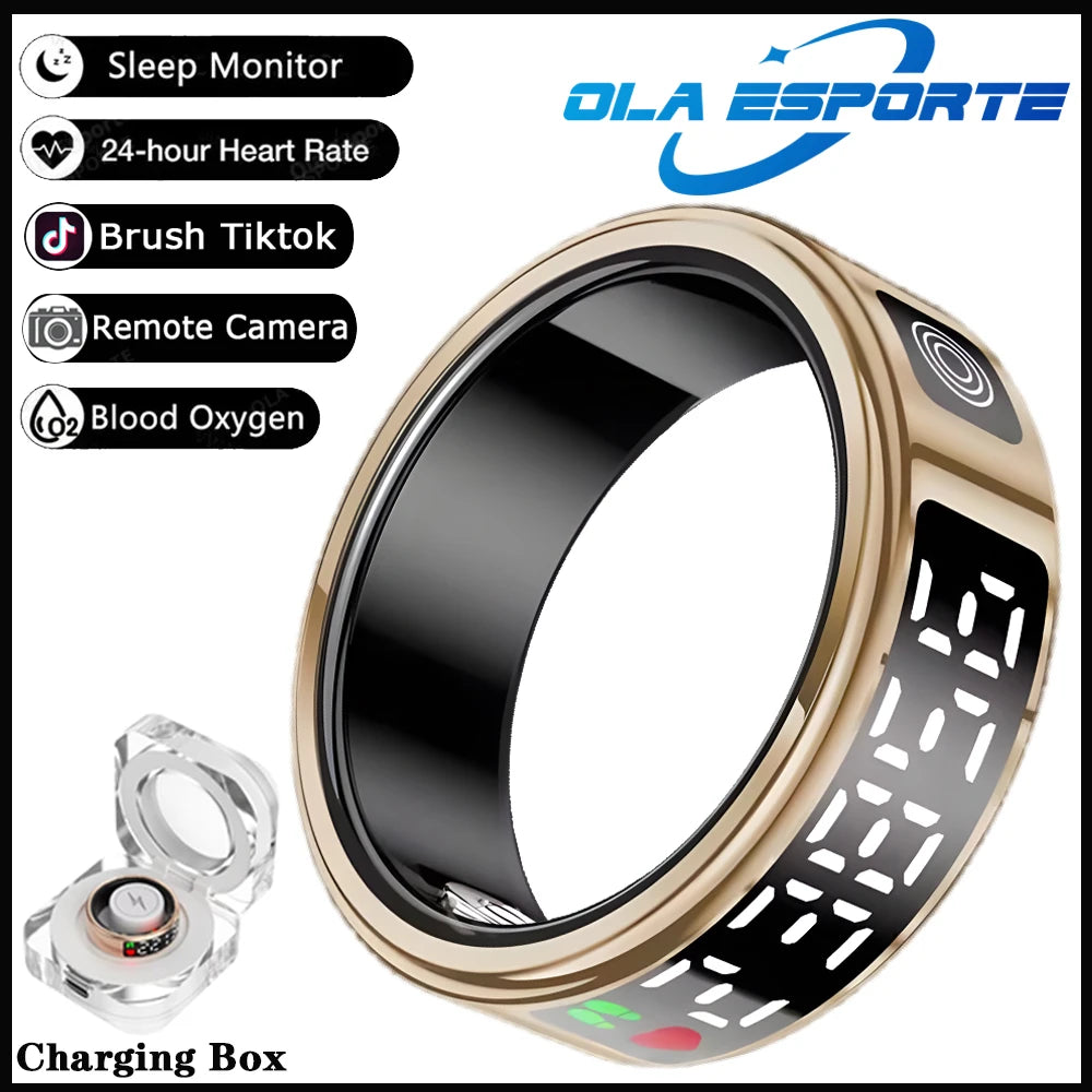 2026 new smart ring with charging compartment HD screen sports mode photo control，5ATM waterproof smartring ,for ios andriod