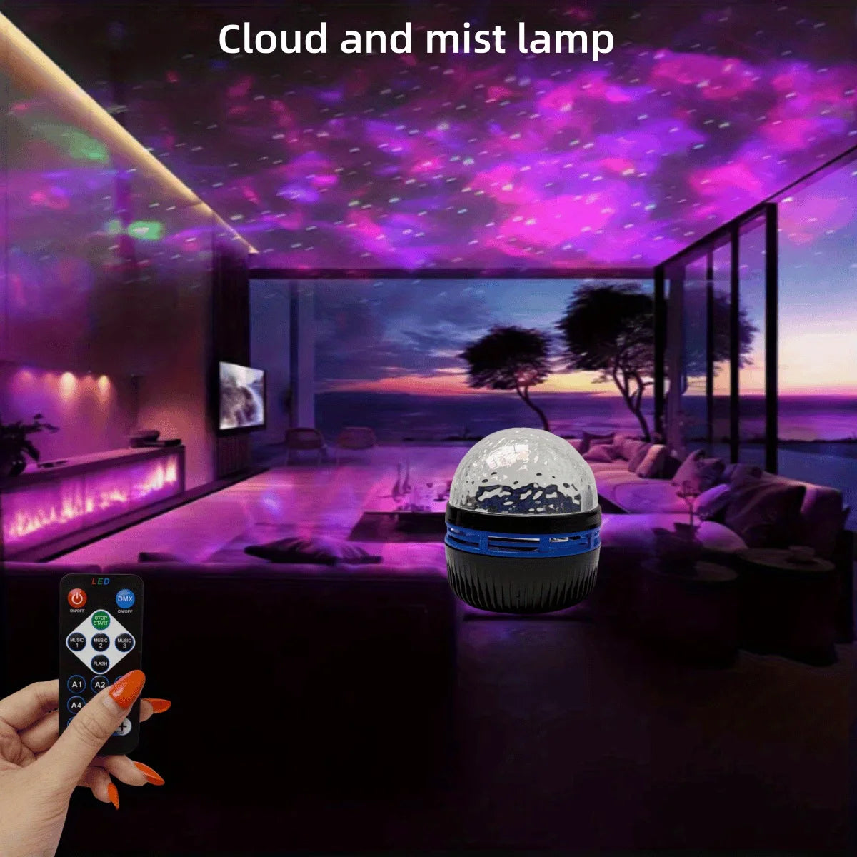 Galaxy Starry Projector LED Night Light Remote Control RGB Water Wave 7 Modes USB Plug-in Galaxy Lamp Bedroom Party Bar Decor