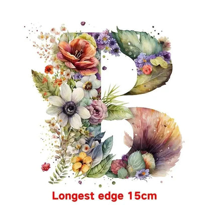 15cm Cartoon Flower Alphabet Heat Transfer Heat Press Printed Accessories PatchDIY children's clothing decoration sticker