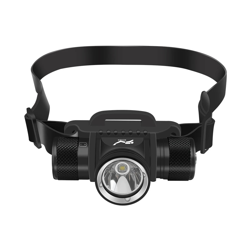 BORUiT HP900 Diving Headlamp 800 Lumen 18650/21700 Battery Torch IPX8 Waterproof Headlight For Fishing Camping Aluminum Alloy