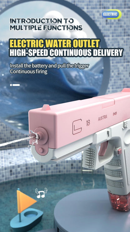 @Electric Water Gun Rechargeable Automatic & Manual Spray Gun Capacity Range Up to 32 FT Range for Adults & Kids