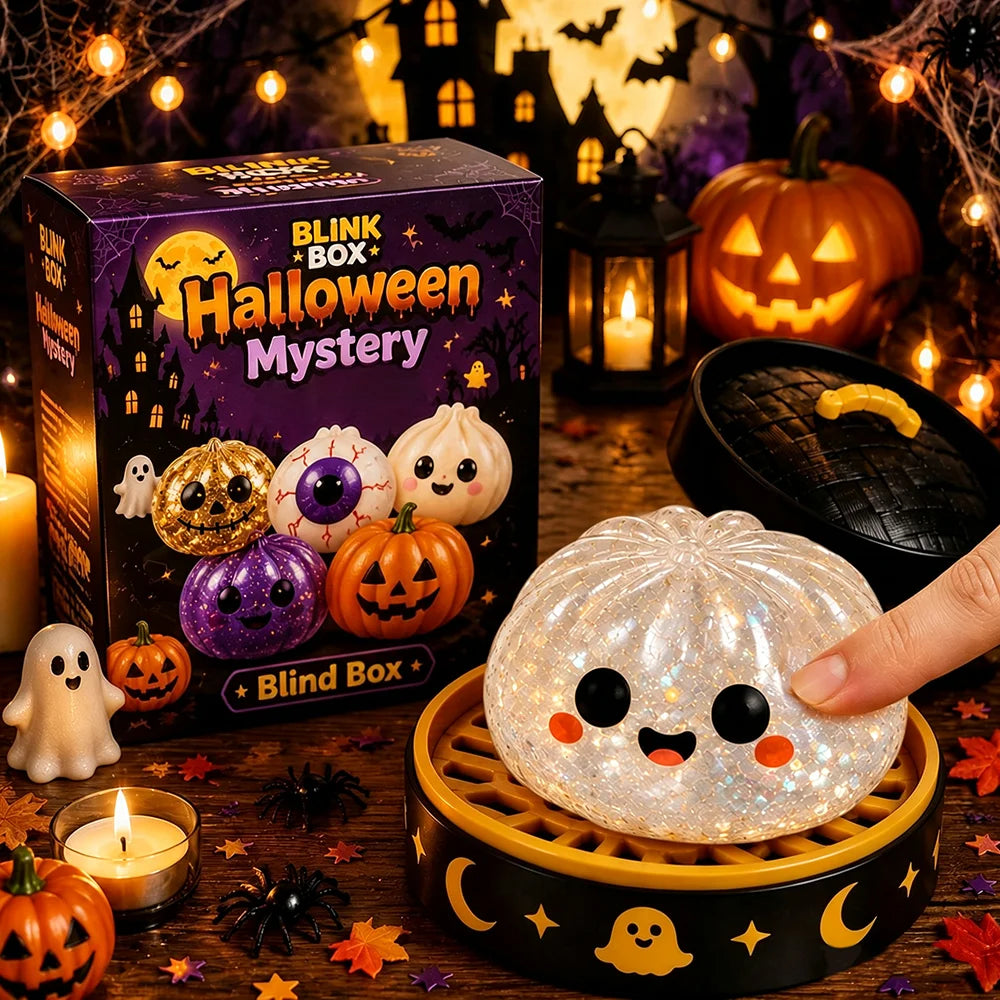 Glitter Halloween Ghost Dumplings Squishy Soft Slow Rebound Resilience Decompression with Steamer Stuffed Skull-shaped Buns Gift