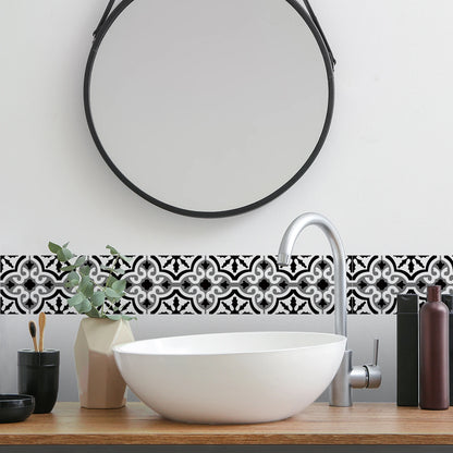 10x200cm Baseboard Sticker Moroccan Mosaic Tile Style Wall Border Sticker DIY Kitchen Bathroom Decoration Waistline Wall Sticker