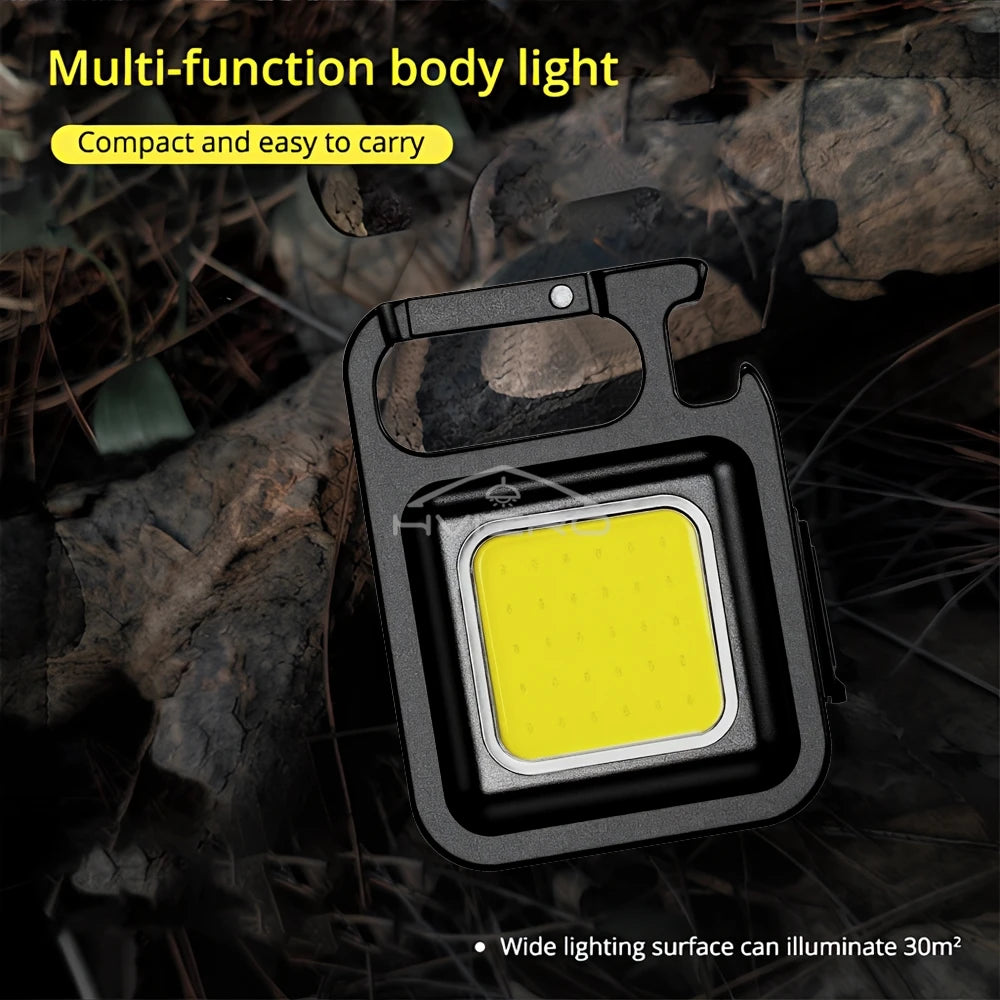 COB Work Light Flashlamp Mini Flashlight Keychain Carry LED Waterproof USB Charge Convenient Emergency Outdoor Lighting Camping