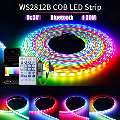 Ws2812B Rgbic Led Strip Light 5V Usb Wall Room Rgb String Tape Remote App Bluetooth Control 1-30M Adressable Ribbon Lamp Diode