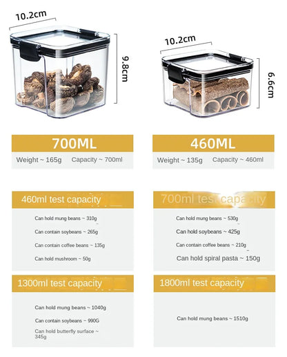 Sealed Jars Kitchen Grain Storage Organizer Large Tank Plastic Moisture-proof Storage Box Household Seasoning Jars Set 2030