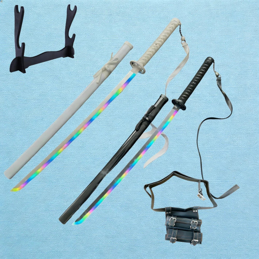 40inch Kurosaki Ichigo Katana Bleach Real Size LED Mist Katana Smoke Effect Modes Anime Cosplay Prop Knife Unsharp Toy Gift