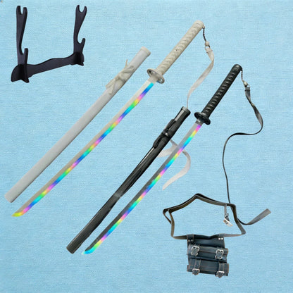 40inch Kurosaki Ichigo Katana Bleach Real Size LED Mist Katana Smoke Effect Modes Anime Cosplay Prop Knife Unsharp Toy Gift
