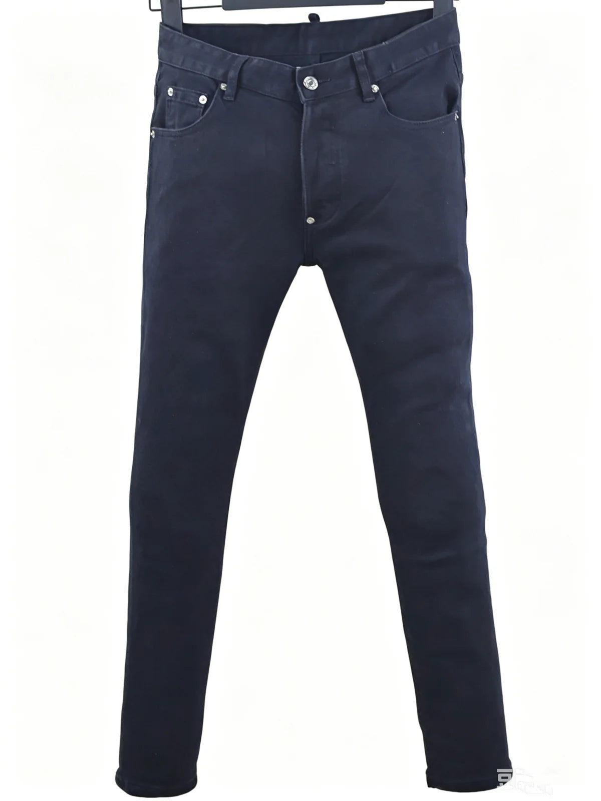 6057 Four Seasons New Men's Wear Washed Ripped Patch Paint Slim-fit Feet Blue Jeans for Men