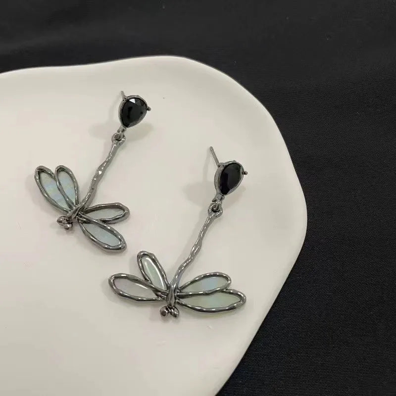 Y2k Black Dragonfly Choker Necklace for Women Gothic Party Jewelry Accessories