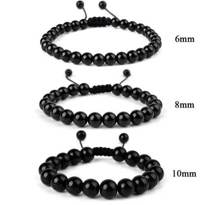 6mm 8mm 10mm Natural Stone Bracelet, Tiger Eye Agate Lava Bead Unisex Adjustable Handwoven Boho Jewelry Gift for Men Women
