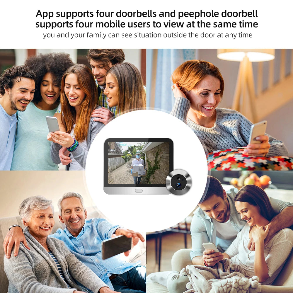 Tuya Smart 3MP  WiFi Peephole Video Door Camera Security one-way Audio Night Vision 4.3' HD Video Door Eye Camera