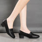 Women's Work Shoes: Lightweight, Breathable Loafers with Block Heels—Soft PU Office Footwear Ideal for Daily Wear and Commuting