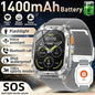 New Rugged Military Smart Watch Men 1400 mAh battery 2.01inch Bluetooth Call Health monitoring device LED flashlight Smart watch
