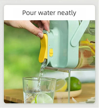 2.3/3.5l Refrigerator Cold Water Bottle With Faucet Large Iced Beverage Dispenser Beverage Juice Dispenser Kitchen Drinkware
