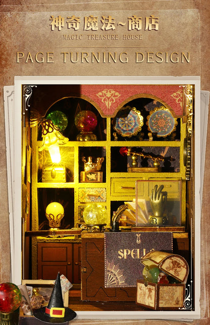 DIY Miniature Magic Treasure House Book Nook - Handcrafted 3D Puzzle, Creative Christmas Halloween Black Friday Gift Idea