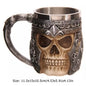 Viking Wood Style Beer Mug, Simulated Wooden Barrel Double Wall Metal Insulated Cup, 1Pc Bar Drinking Mug