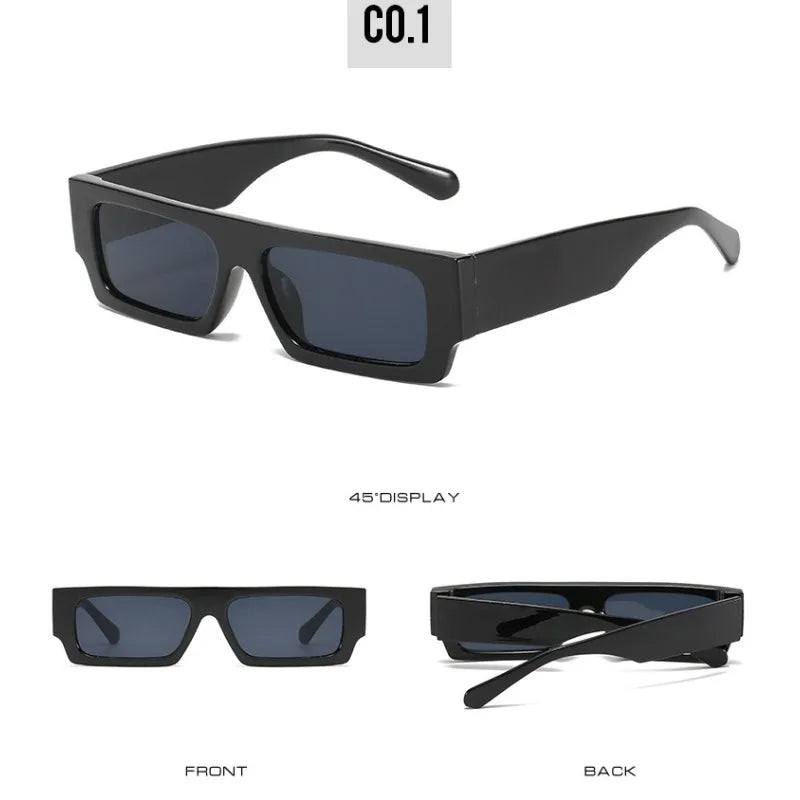 New Men Brand Shades Retro Square Sunglasses Vintage Small Rectangle Women Sun Glasses Luxury Eyeglasses Black White Eyewear