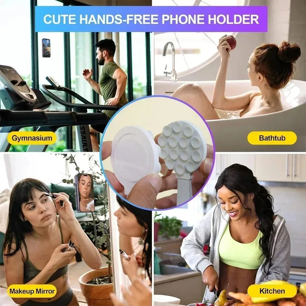 Universal Phone Magnetic Holder for iPhone 17-12 Suction Cup Mount with Metal Plate Portable the Wall Magnet Stand for Magsafe