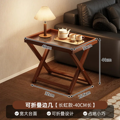 Space-Saving Foldable End Table: Minimalist Corner & Couch Side Table with Shelf – Perfect for Living Room, Balcony or Bedside