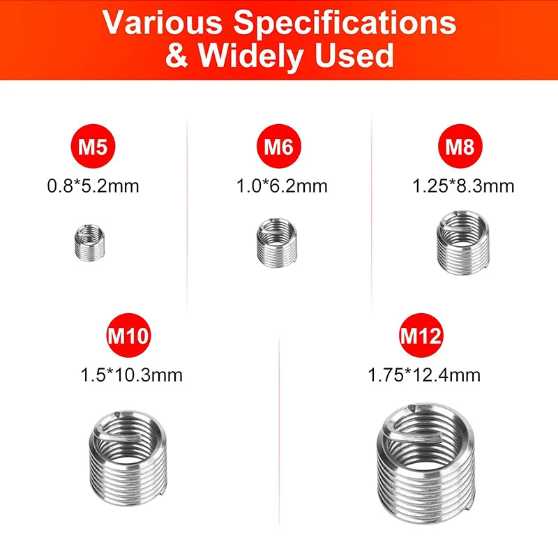 131 PCS Metric Thread Repair Tool Kit Helicoil Thread Repair Set for Engine M5 M6 M8 M10 M12 Internal Screw Holes