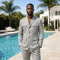 Linen Summer Safari Suits For Men 2 Pieces Separates Blazer Pants Set Casual Outfit For Beach Wedding Prom Party Man Suit