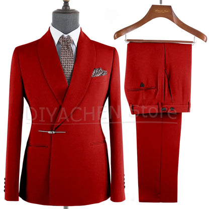 Elegant 2-Piece Men's Suit Slim Fit  Blazer And Pants Set for Wedding Groom Tuxedo Business Party
