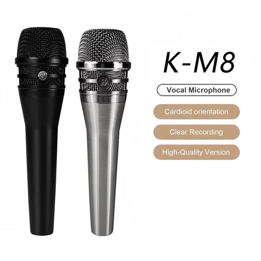 K-M8 Supercardioid Dynamic Vocal  Microphone for Stage Performance Karaoke Recording Singing Clear Audio High Quality Sound