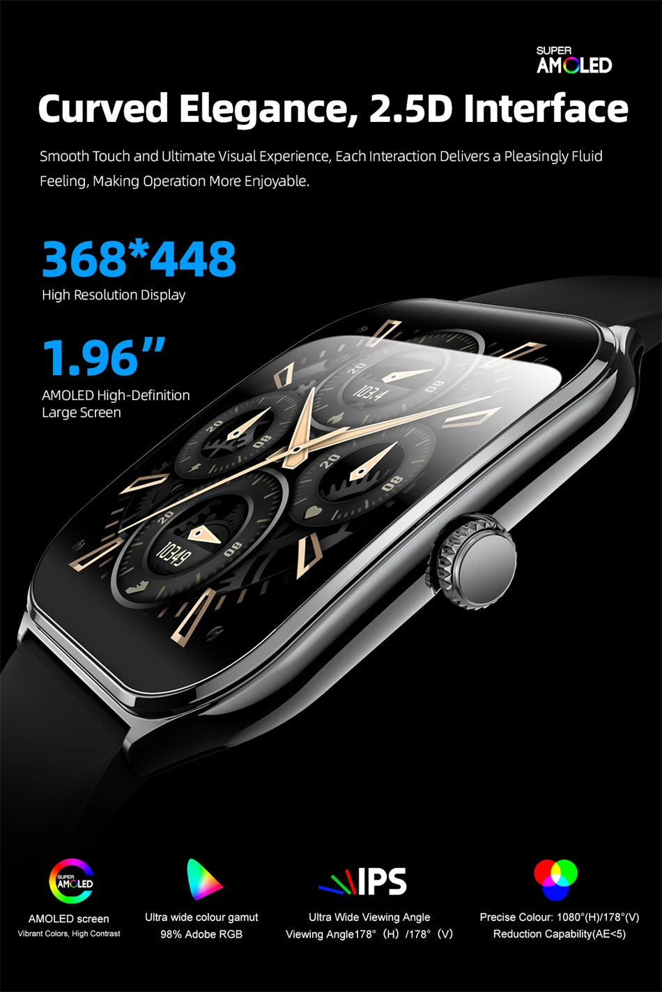 2026 New Ultra-thin Durable Women Smart Watch 1.96" Amoled Screen Sport Health Fitness Wireless Bluetooth Call Smartwatch