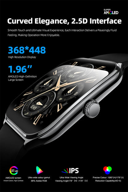 2026 New Ultra-thin Durable Women Smart Watch 1.96" Amoled Screen Sport Health Fitness Wireless Bluetooth Call Smartwatch
