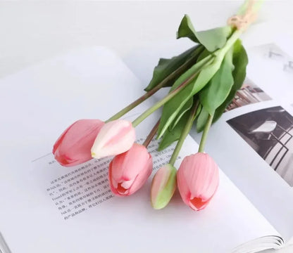 Artificial Flowers Tulip Bouquet Fake Flowers Wedding Garden Decoration Outdoor Home Garden Bouquet Vase Decor Plants