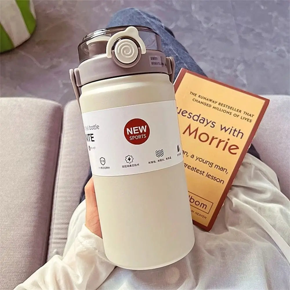 2025 1L Thermo Bottle Stainless Steel Large Capacity Thermo Cup Straw Hand Pot