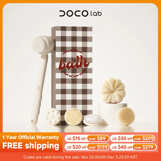 DOCO Electric Shower Brush Foot trimmer Multi functional Back Rubbing Massage Body Rubbing Towel Long handled Back Brushing Tool