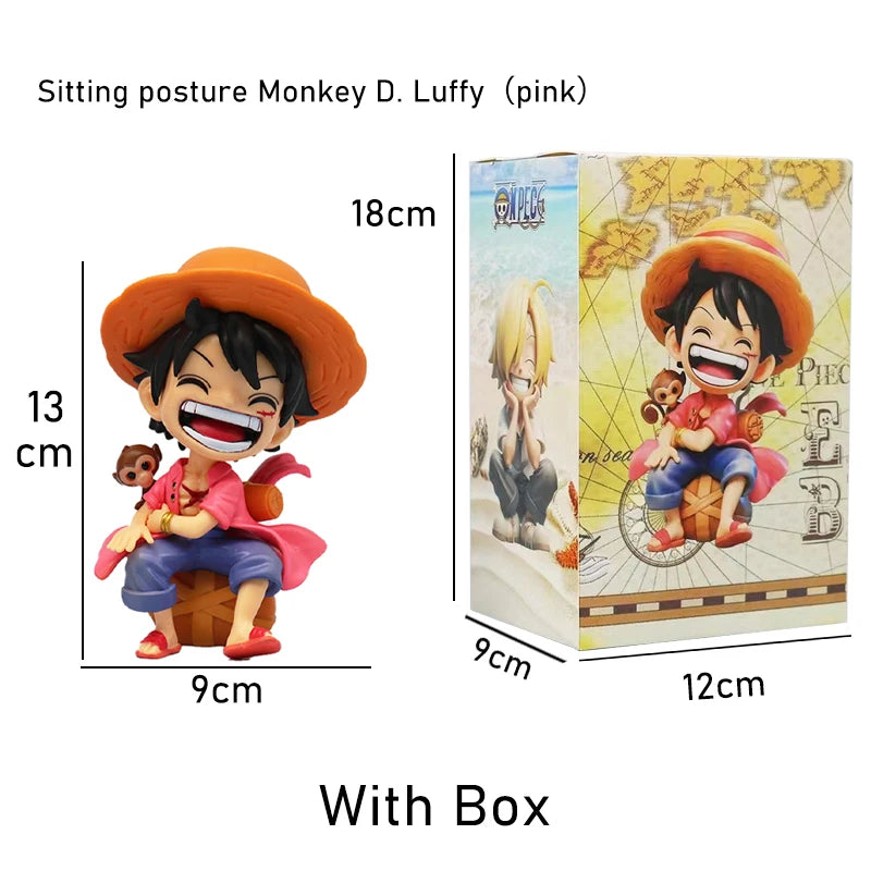 Anime peripheral series new ONE PIECE Luffy Solon Sanji Q-version sitting posture model figurine toy for children birthday gifts
