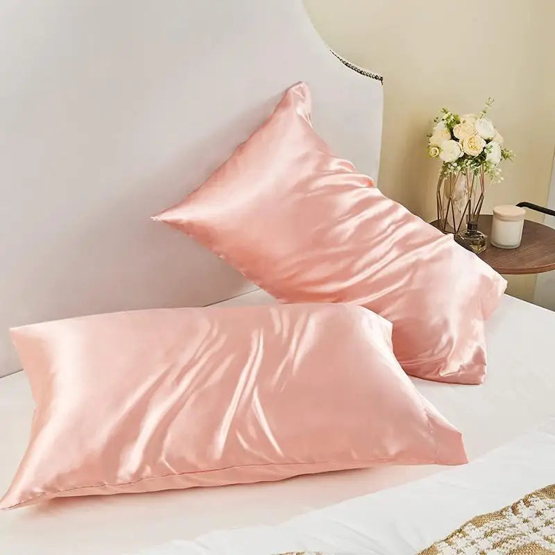 New 2pcs Nordic Pure Emulation Silk Pillowcase White Black Grey Decorative Pillow Covers Luxury Comfortable Home Bedding Cases