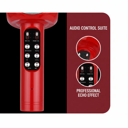 Wireless Bluetooth Karaoke Microphone Speaker, Portable Handheld Mic with HIFI Sound, Echo, LED Light for Singing, Party, Gift