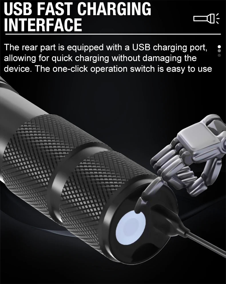 T6 Strong Light Flashlight LED Aluminum Alloy Telescopic Zoom Battery Version Charging Outdoor Searchlight Remote Flashlight