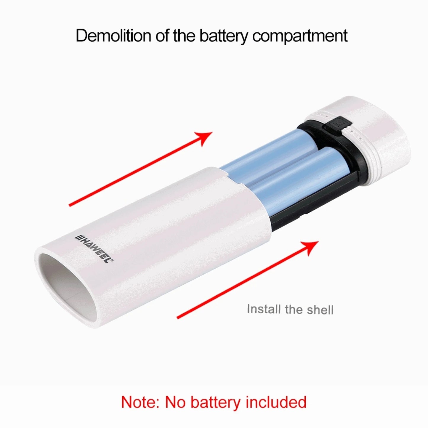 HAWEEL DIY 2x 18650 Battery (Not Included) 5600mAh Power Bank Shell Box with USB Output & Indicator Charging Box for Smartphone