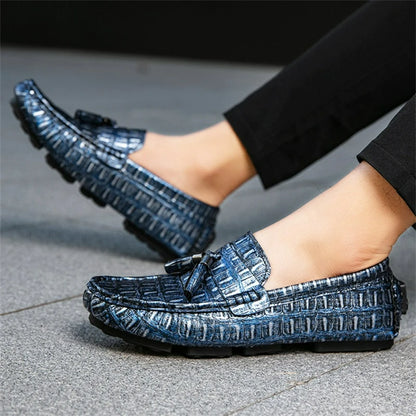 Men's Leather Tassel-Detailed Loafers, Men's Daily Casual Slip-On Footwear, Men's Reinforced Heel Slip-Proof Footwear Loafers