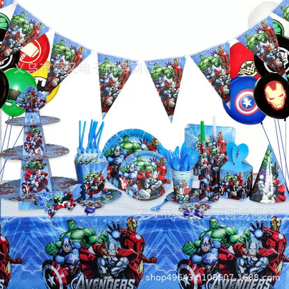 Avengers Marvel Party Decorations SuperHero Theme Tableware Kit Balloon Deco Happy Birthday Banner Supplies for Boys Favors Gift