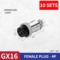 10 sets GX16 metal aviation socket 2/3/4/5/6/7/8/9/10pin electric cable terminal fixed type and butt mobile type Female&male