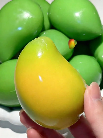 Handmade Crispy Mango Stress Ball Squeeze Toy, Color-Changing Mango Squishy Fidget Ball, ASMR Sensory Stress Relief Toy