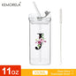 1PCS 24 Letter-Shaped Glass Tumblers with Lid And Straw Coffee Tumbler 300ML Clear Square Drinking Tumbler For Coffee Beer Milk