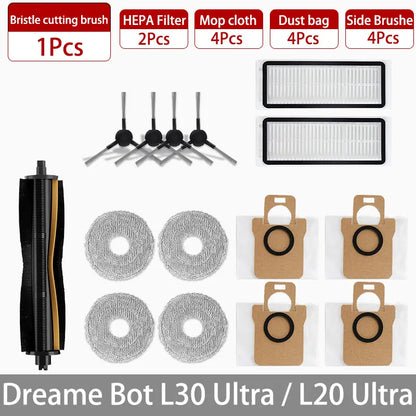 Dreame Bot L30 Ultra L20 Ultra Robot Vacuum Spare Parts Consumables Main Side Brush Hepa Filter Mop Cloth Dust Bag Accessories
