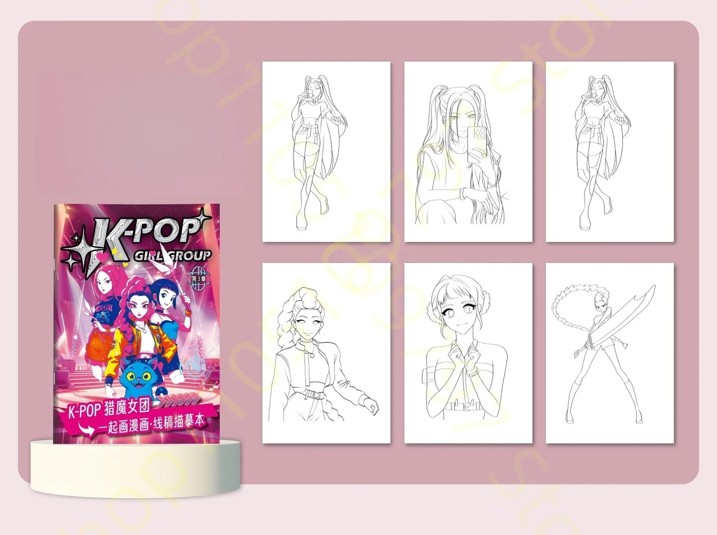 Stress Relief Coloring Book Cute Anime Girls 36/56 Pages Relaxing Activity Book for Adults Kids Birthday Gifts