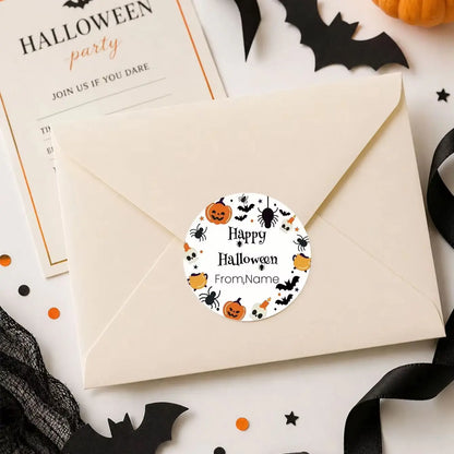 1/50/100Pcs Custom Round Stickers with Personalized Text & Images for Halloween Gift Boxes, Treat Bags & Invitation Seals