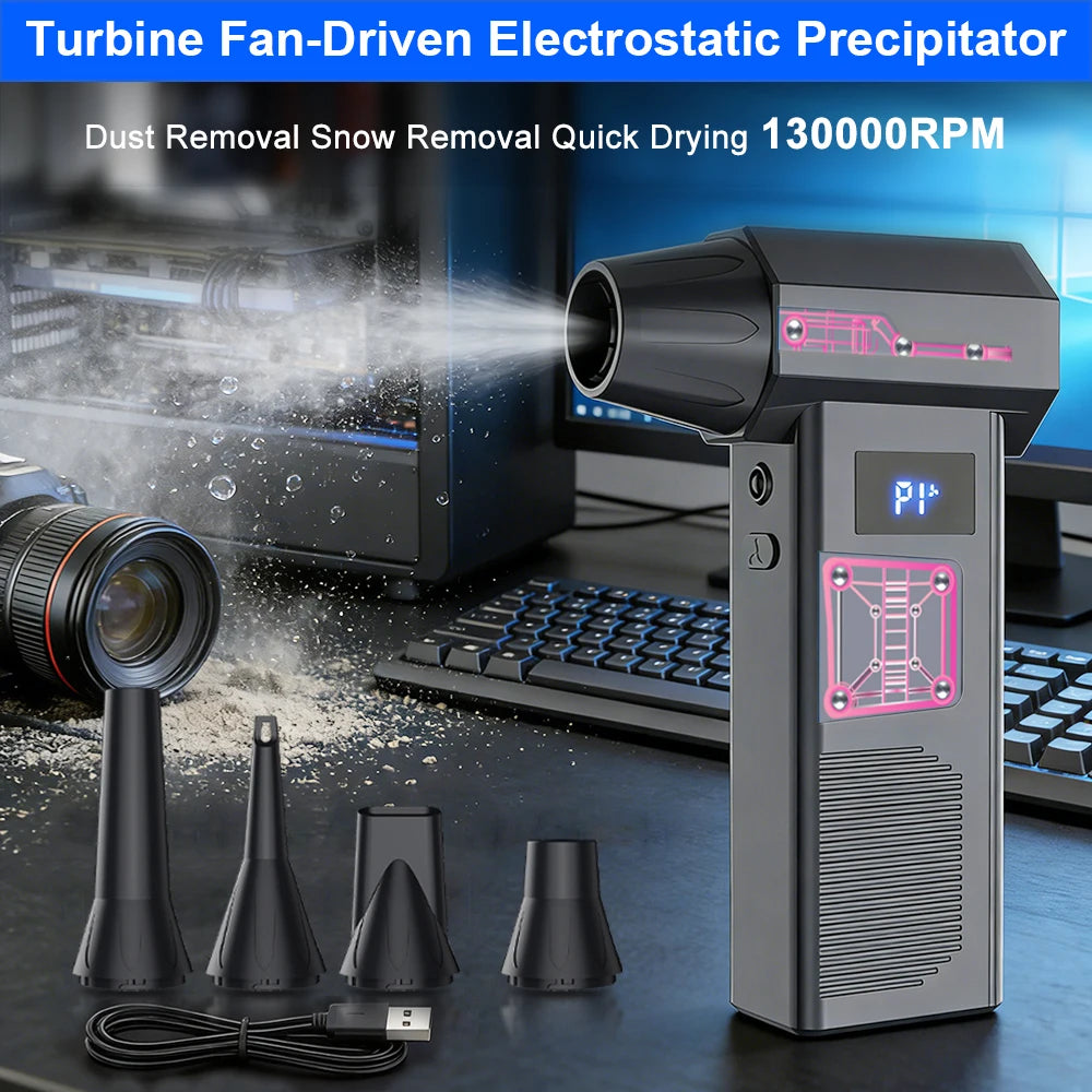 13000rpm Turbo Jet FanPowerful Air Blower, High Speed Jet Fan Handheld Portable Type-C Charging Dust Snow Cleaning Air Turbo Jet