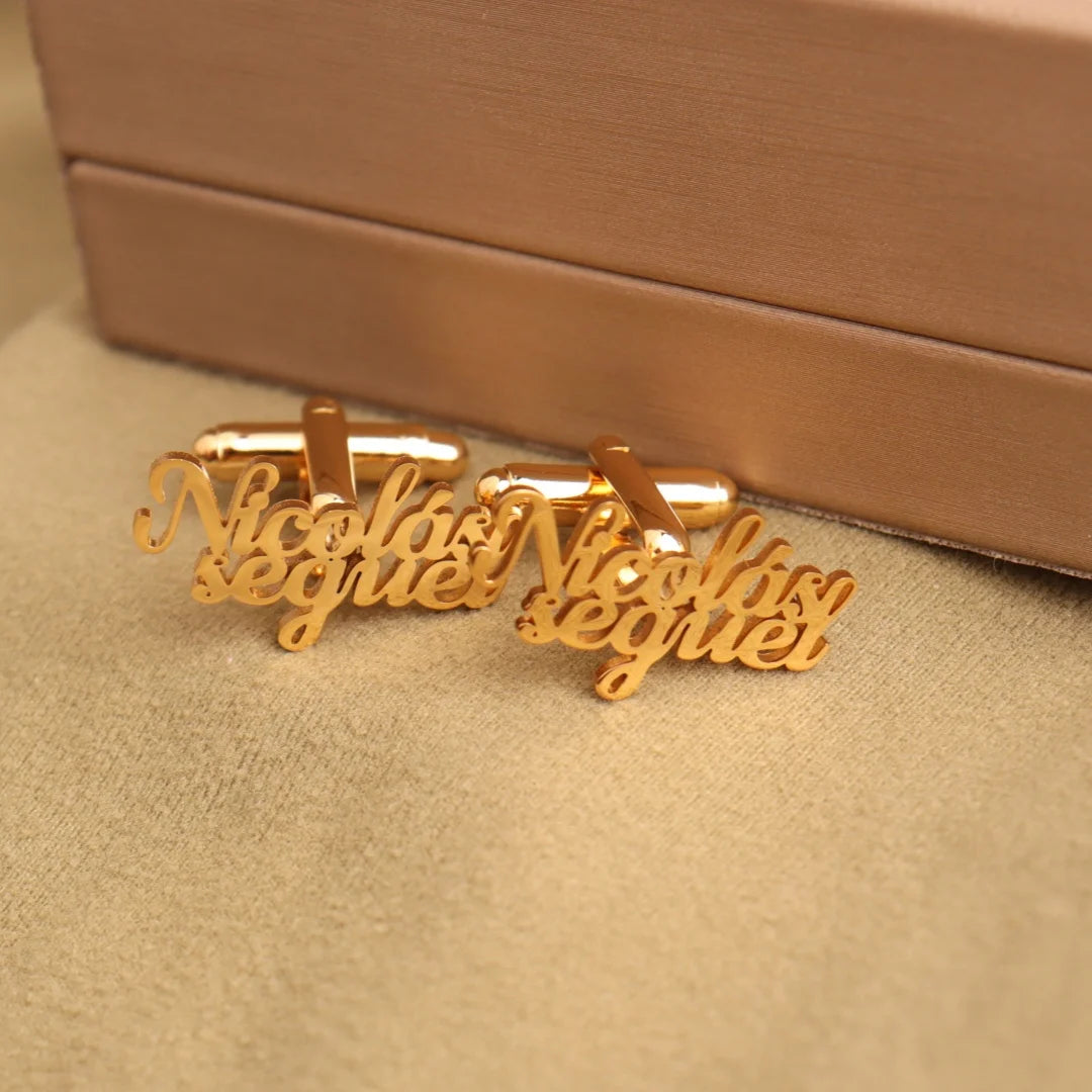 Trendy Customized Name Logo Cufflinks for Men Shirt Cuff Buttons Wedding Jewelry Personalized Gift