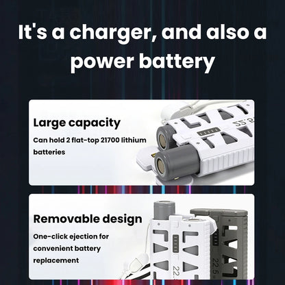 2x 21700 Power Bank Box DIY Kit 22.5W Fast Charging Dual Mode Battery Case One-Click Battery Swap Phone Charging Not Batteries