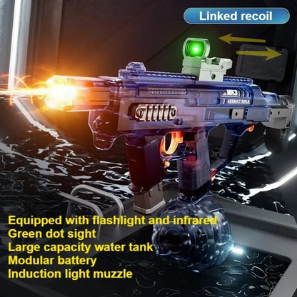 MK3 Electric Water Gun Toy Large-capacity Cool Flash Light Absorbent Water Continuous Shooting Summer Outdoor Beach Toy for Kids